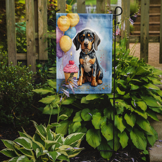 Bluetick Coonhound Happy Birthday Garden Flag