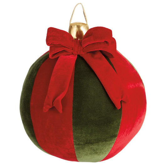 Christmas Carousel Collection - 12"velvet Ornament Ball Table Top Red Green